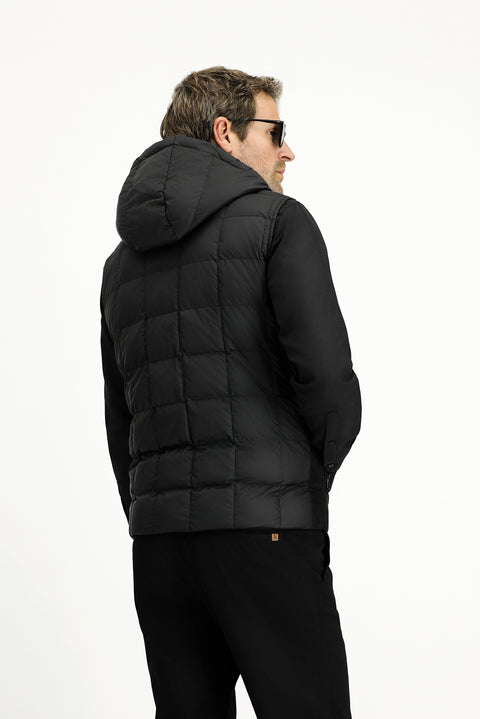 Black Slim Fit Hooded Sports Vest