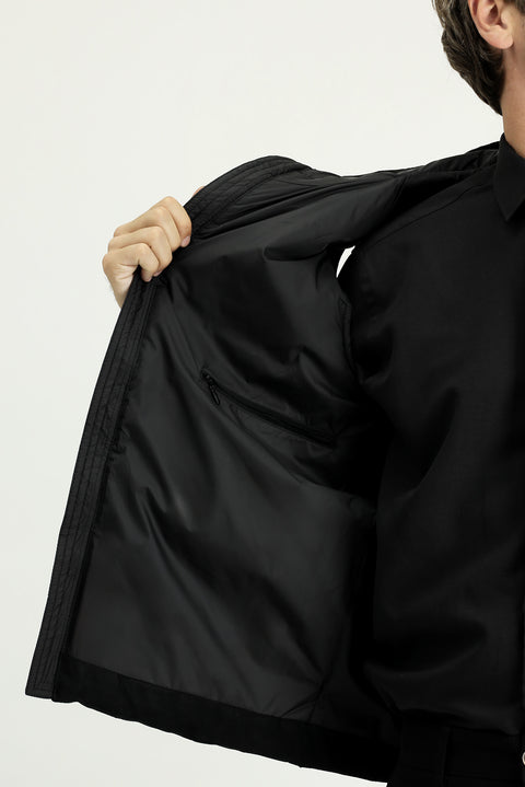 Black Slim Fit Hooded Sports Vest