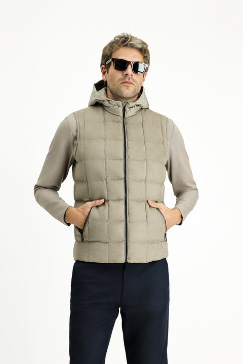 Medium Mink Slim Fit Narrow Cut Hooded Sports Vest
