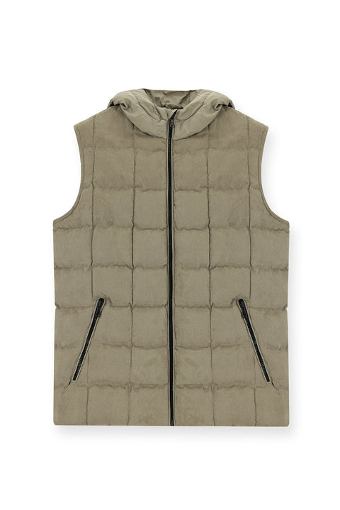 Medium Mink Slim Fit Narrow Cut Hooded Sports Vest