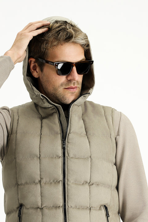 Medium Mink Slim Fit Narrow Cut Hooded Sports Vest