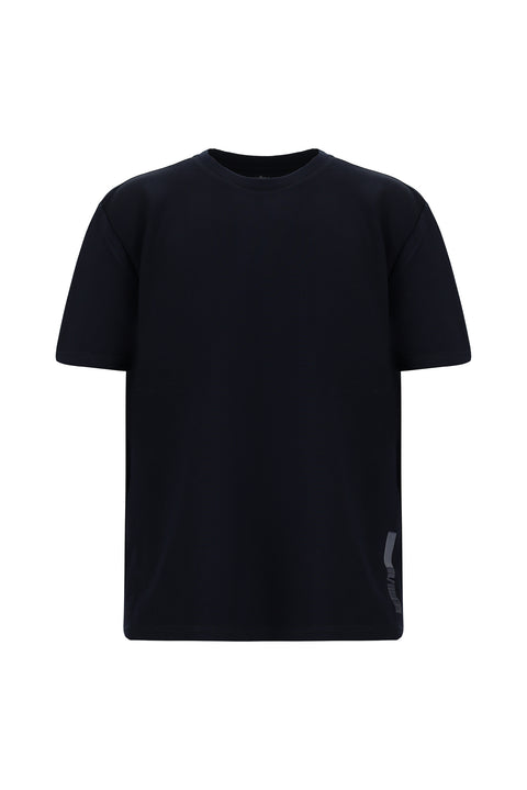 Dark Navy Crew Neck Oversize Lycra Printed T-Shirt