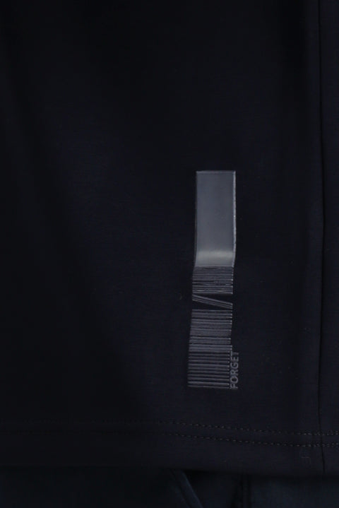 Dark Navy Crew Neck Oversize Lycra Printed T-Shirt