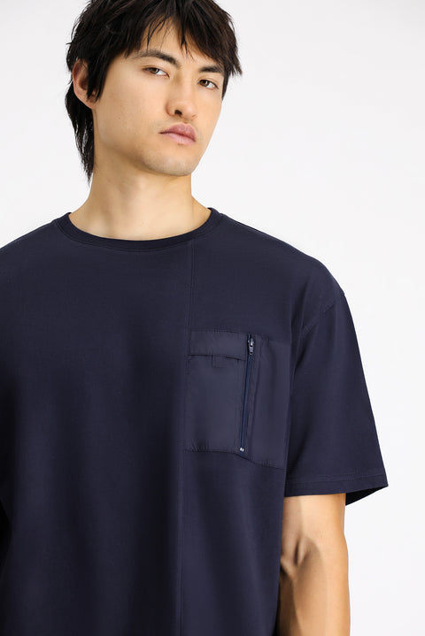 Dark Navy Crew Neck Oversize Cotton T-Shirt