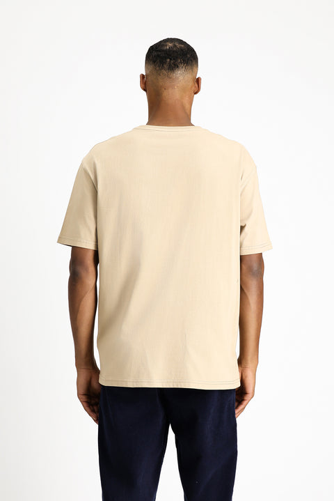 Medium Beige Crew Neck Oversize Cotton T-Shirt