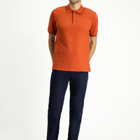 Tile Patterned Regular Fit Lycra Polo Shirt