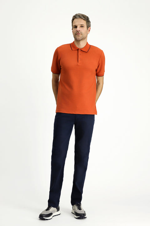 Tile Patterned Regular Fit Lycra Polo Shirt