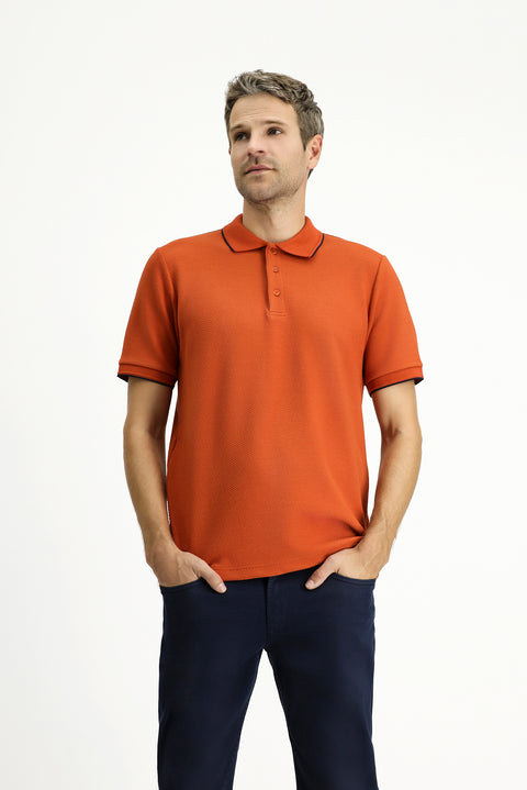 Tile Patterned Regular Fit Lycra Polo Shirt