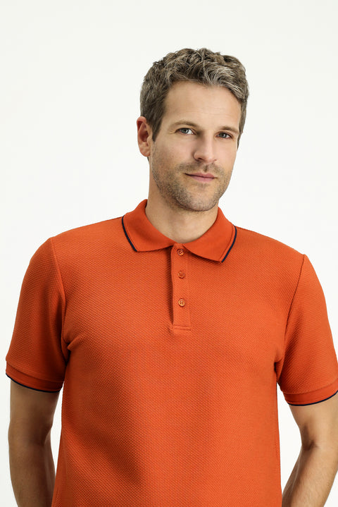 Tile Patterned Regular Fit Lycra Polo Shirt