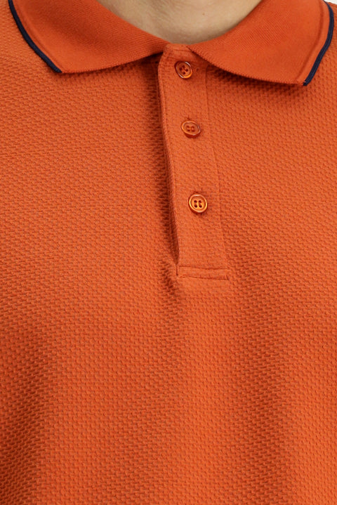 Tile Patterned Regular Fit Lycra Polo Shirt