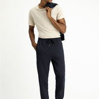 Dark Navy Regular Fit Striped Sweatpants / Track Pants