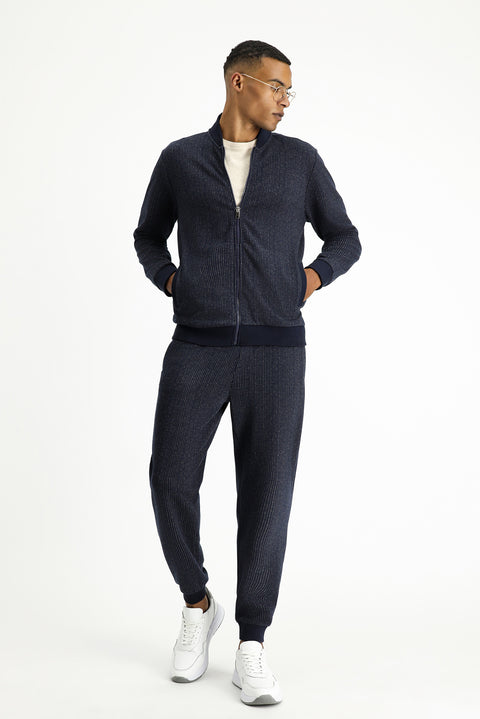 Dark Navy Regular Fit Striped Sweatpants / Track Pants