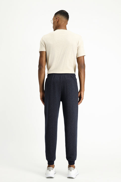 Dark Navy Regular Fit Striped Sweatpants / Track Pants