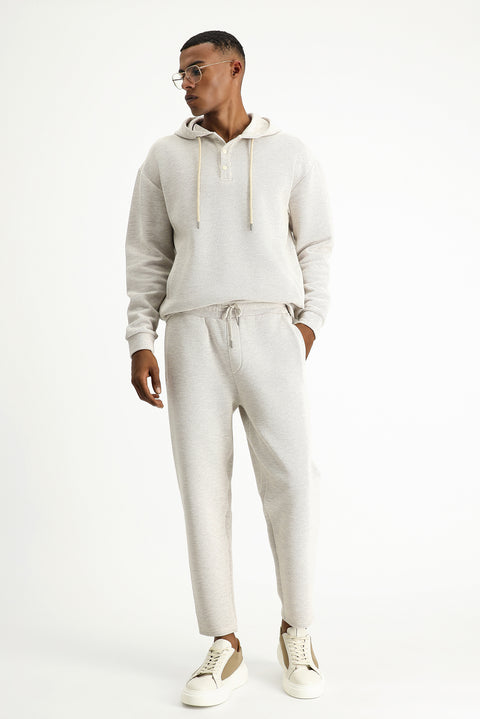 Light Beige Patterned Cotton Sweatshirt/Sweatpants