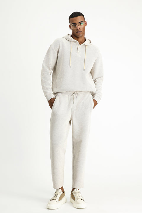 Light Beige Patterned Cotton Sweatshirt/Sweatpants