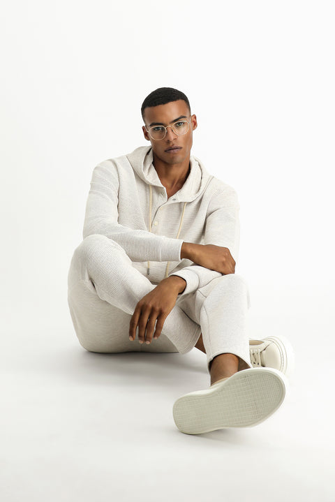 Light Beige Patterned Cotton Sweatshirt/Sweatpants
