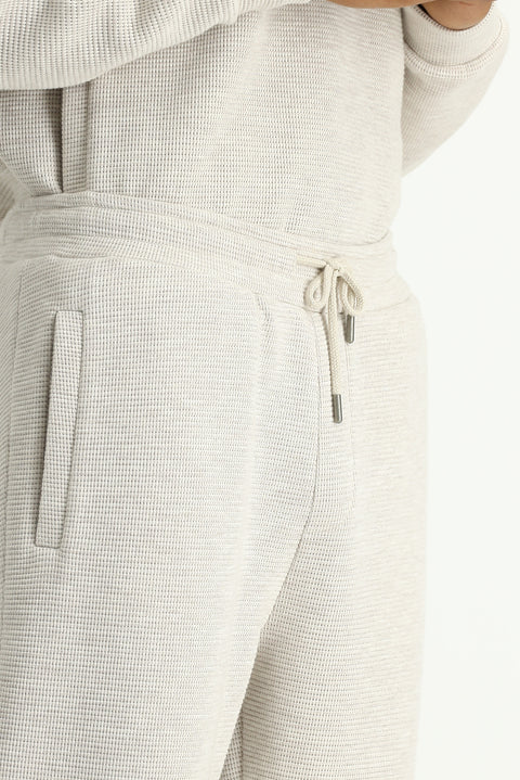 Light Beige Patterned Cotton Sweatshirt/Sweatpants