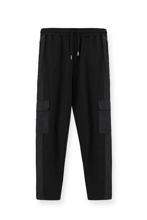 Siyah Pamuklu Kargo Cepli Sweatpant / Eşofman Altı