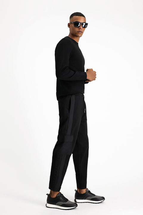 Siyah Pamuklu Kargo Cepli Sweatpant / Eşofman Altı