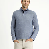 Indigo Semi-Turtleneck Regular Fit Striped Zip-Up Sweatshirt