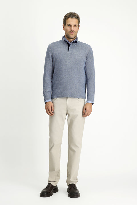 Indigo Semi-Turtleneck Regular Fit Striped Zip-Up Sweatshirt