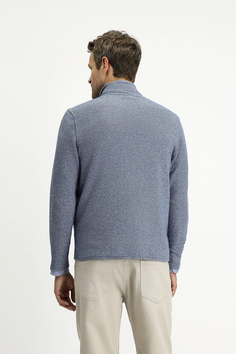 Indigo Semi-Turtleneck Regular Fit Striped Zip-Up Sweatshirt