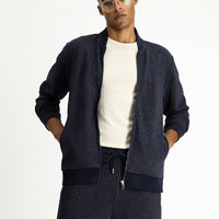 Dark Navy Striped Zip-Up Sweatshirt