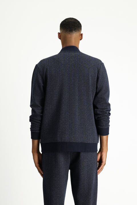 Dark Navy Striped Zip-Up Sweatshirt