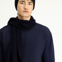 Dark Navy Crew Neck Regular Fit Patterned Cotton Sweatshirt