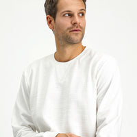 Off-White Crew Neck Regular Fit Patterned Cotton Sweatshirt