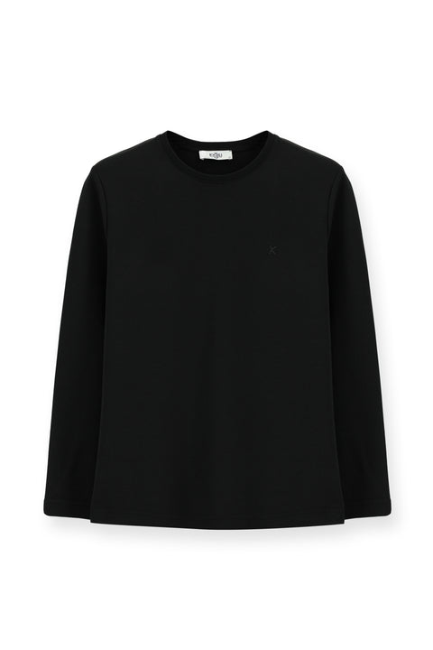 Black Crew Neck Regular Fit Cotton Sweatshirt