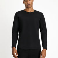 Black Crew Neck Regular Fit Cotton Sweatshirt