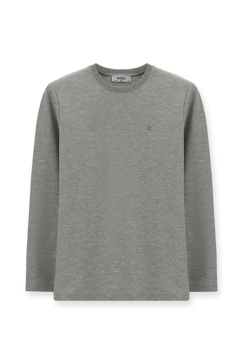 Medium Grey Melange Crew Neck Regular Fit Cotton Sweatshirt