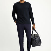 Dark Navy Crew Neck Regular Fit Cotton Sweatshirt