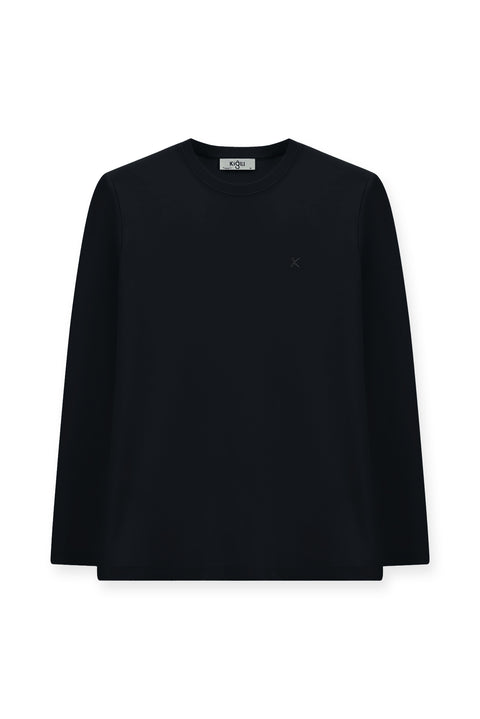 Dark Navy Crew Neck Regular Fit Cotton Sweatshirt