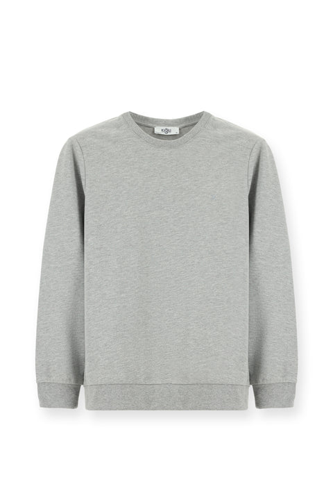 Orta Gri Melanj Bisiklet Yaka Regular Fit Pamuk Sweatshirt