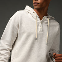 Light Beige Hooded Patterned Cotton Sweatshirt