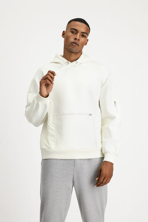 Off-White Hooded Oversize Zip-Up Cotton Sweatshirt