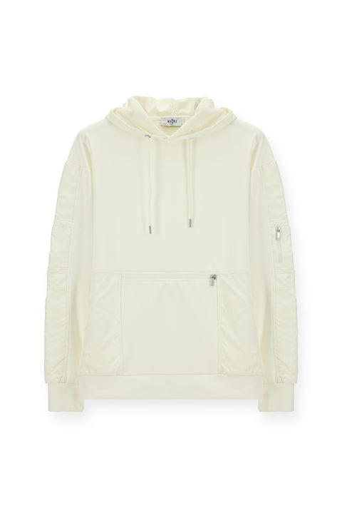 Off-White Hooded Oversize Zip-Up Cotton Sweatshirt