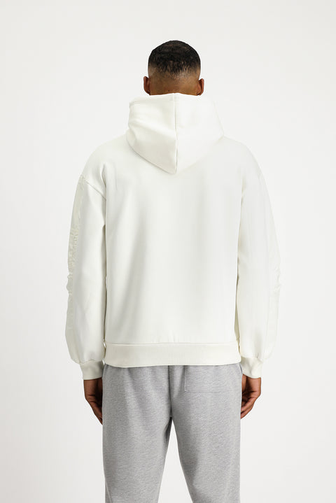Off-White Hooded Oversize Zip-Up Cotton Sweatshirt