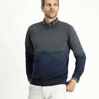 Navy Blue Crew Neck Regular Fit Patterned Cotton Knit Sweater
