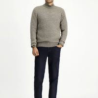 Light Mink Crew Neck Regular Fit Patterned Knit Sweater