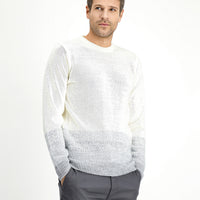 Off-white crew neck regular fit patterned knit sweater