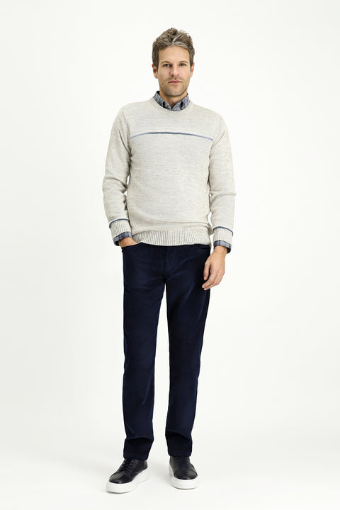 Stone Bicycle Collar Regular Fit Patterned Knit Sweater