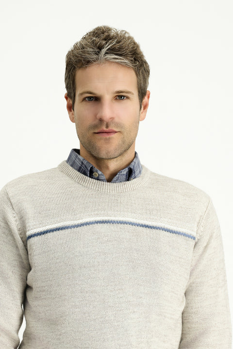 Stone Bicycle Collar Regular Fit Patterned Knit Sweater