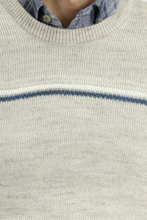 Stone Bicycle Collar Regular Fit Patterned Knit Sweater