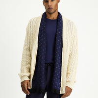 Light Beige Patterned Wool Knit Cardigan