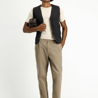 Dark Anthracite Melange V-Neck Button-Down Regular Fit Patterned Cotton Knit Vest