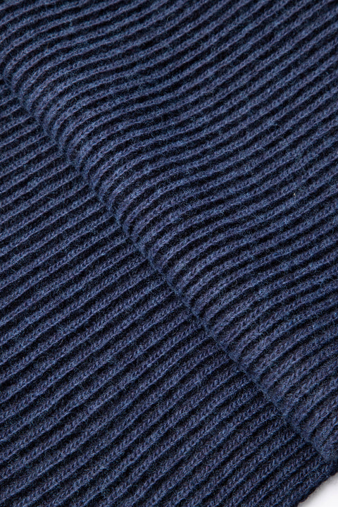 Dark Navy Wool Patterned Scarf, Beanie & Gloves Set