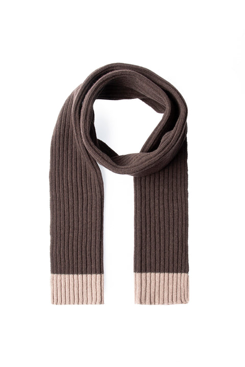 Dark Brown Wool Patterned Scarf & Beanie Set